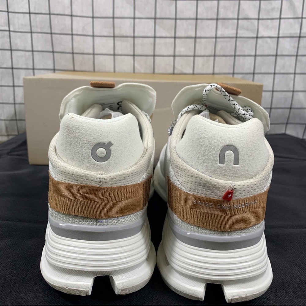 On Running Cream and Brown Sneakers - Picture 4 of 5